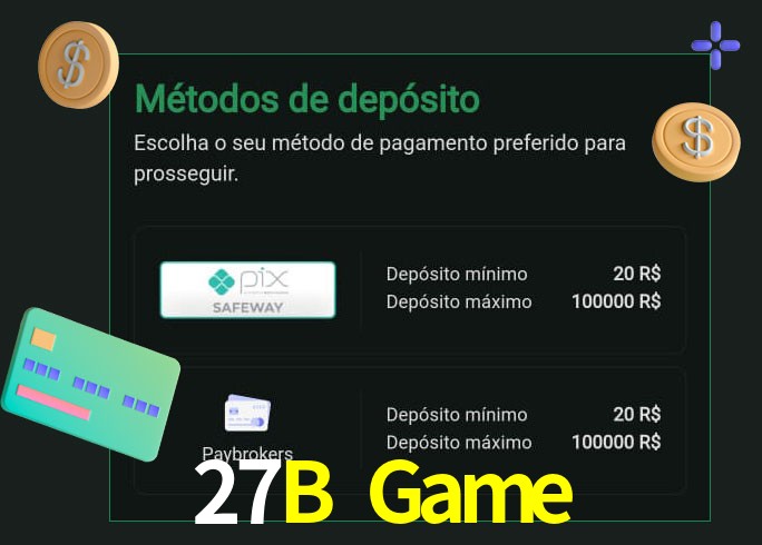 O cassino 27B Game oferece uma grande variedade de métodos de pagamento